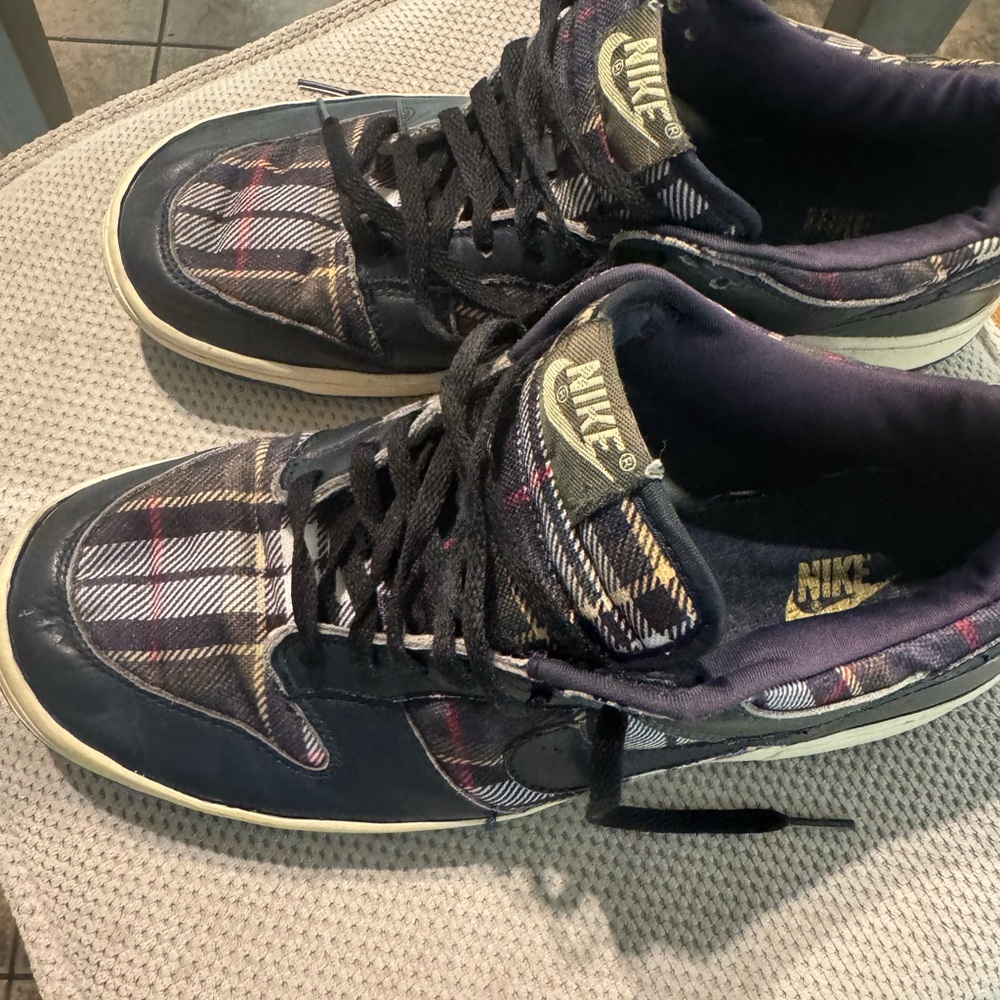 Nike sneakers women 11 blue madras plaid dunk low pro sb 302517 442 casual shoes